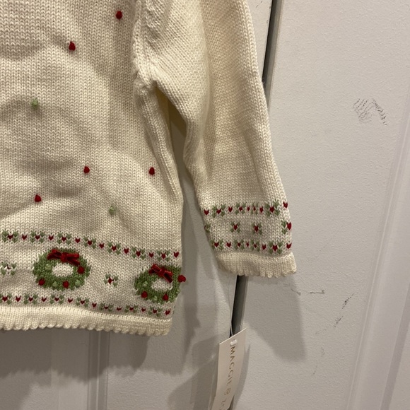 Maggie & Zoe Cream, Green & Red Christmas Wreath Cardigan - Picture 5 of 7